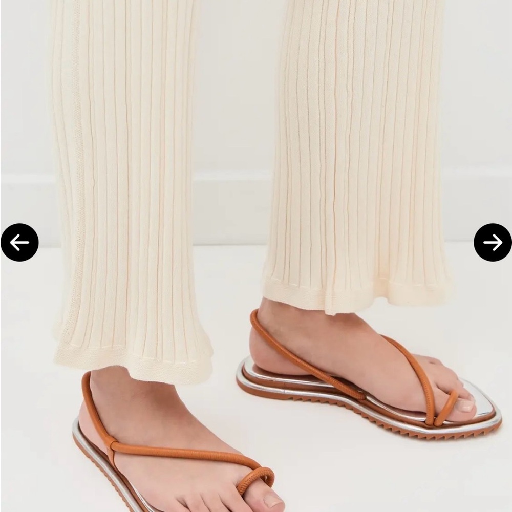 FARM Rio Tan Strappy Flat Sandals with Silver Footbed - Picture 2 of 4